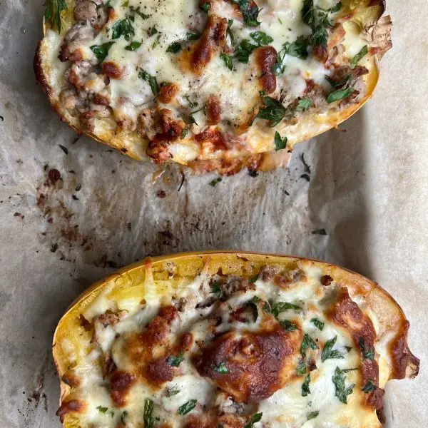 Protein-packed roasted spaghetti squash