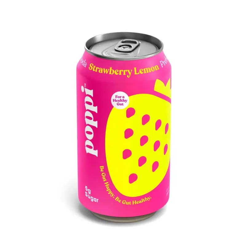 Can of strawberry lemon Poppi