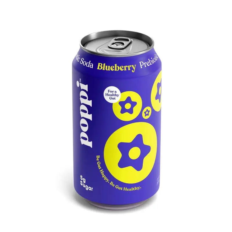 Can of blueberry Poppi