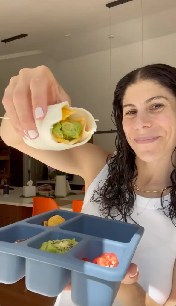 Melissa holding egg white wrap