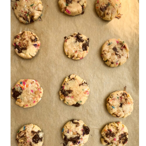 Sprinkle cookies fresh out of the oven.