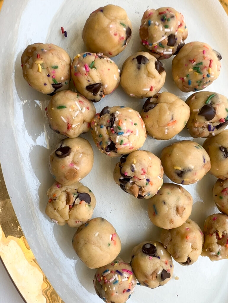 Sprinkle cookie dough rolled into balls