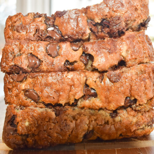 Slices of banana bread made with cottage cheese for extra protein.