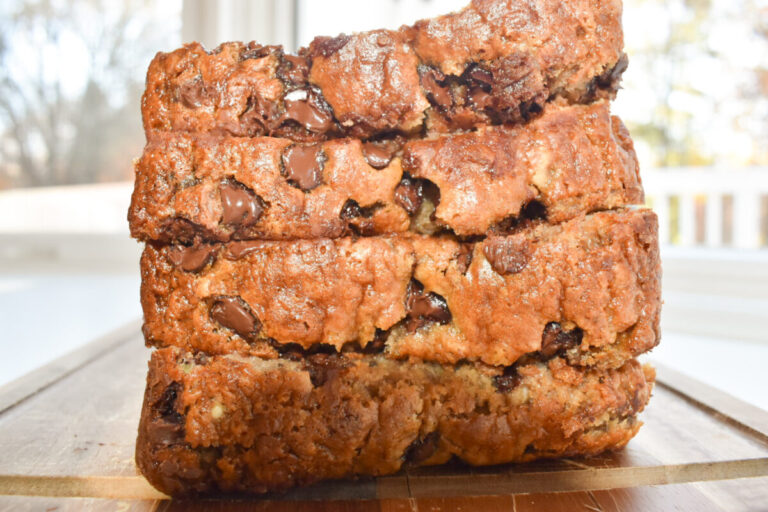 Slices of banana bread made with cottage cheese for extra protein.