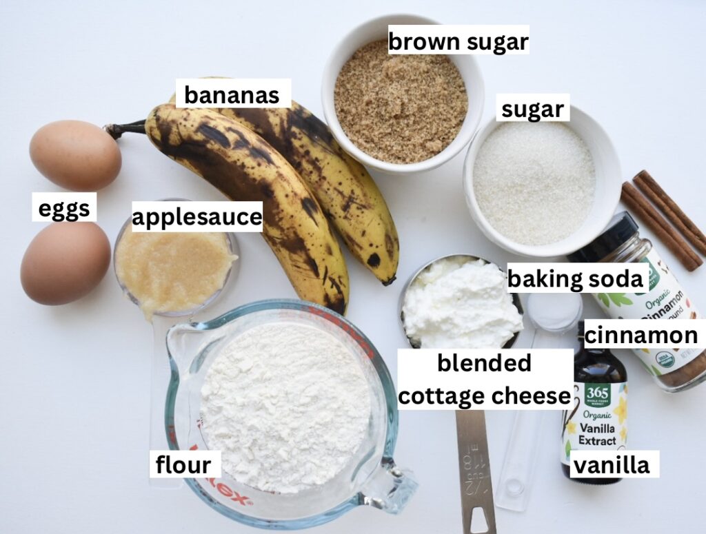 Ingredients for banana bread