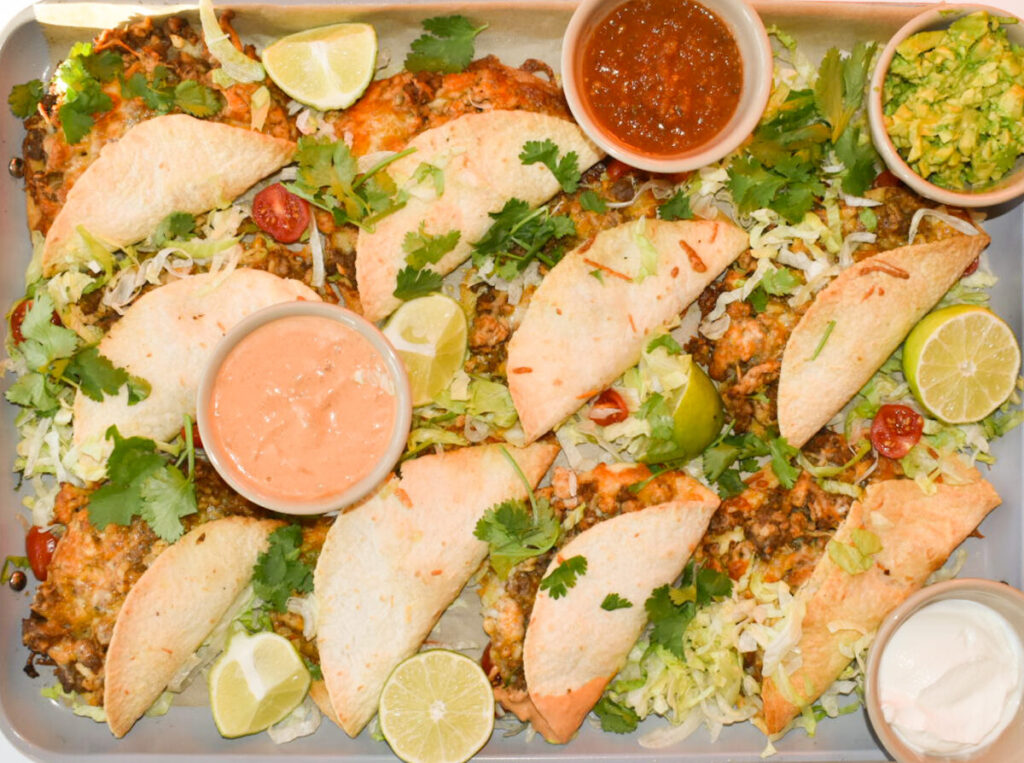 Baked tacos on a sheet pan