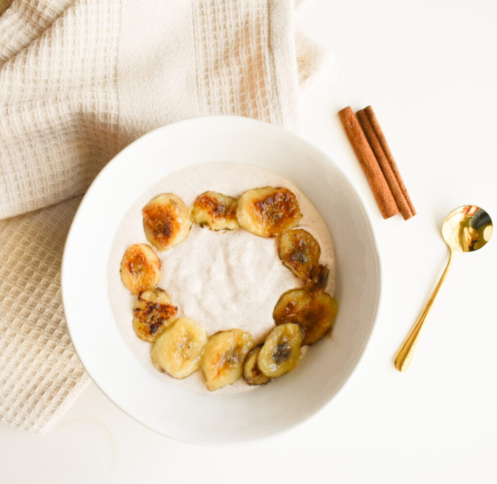 High protein banana pudding made with cottage cheese