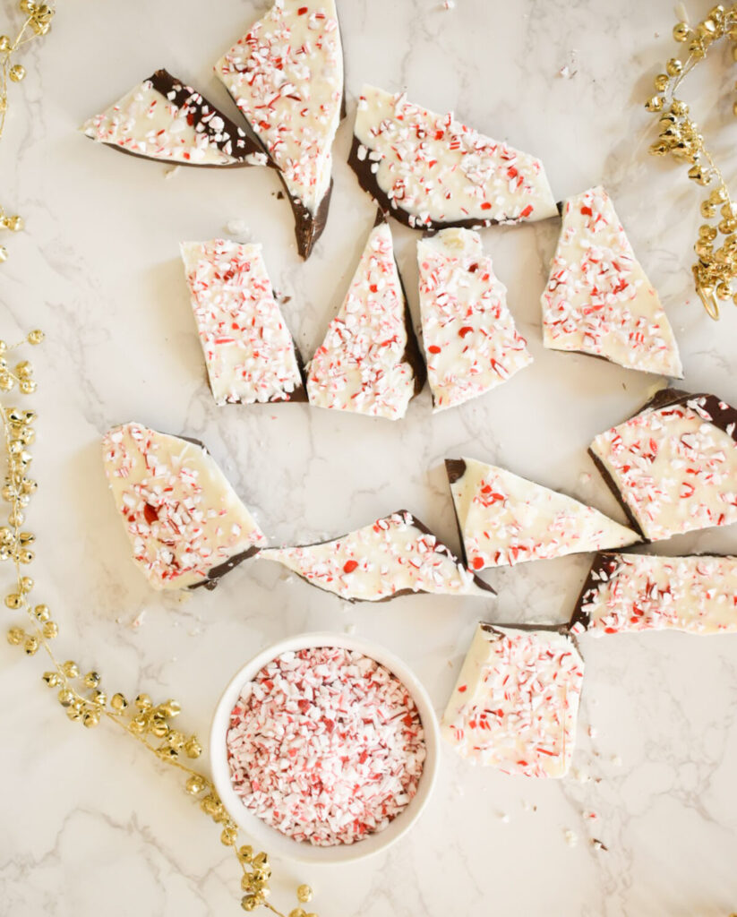 Holiday peppermint bark made with only 3 ingredients