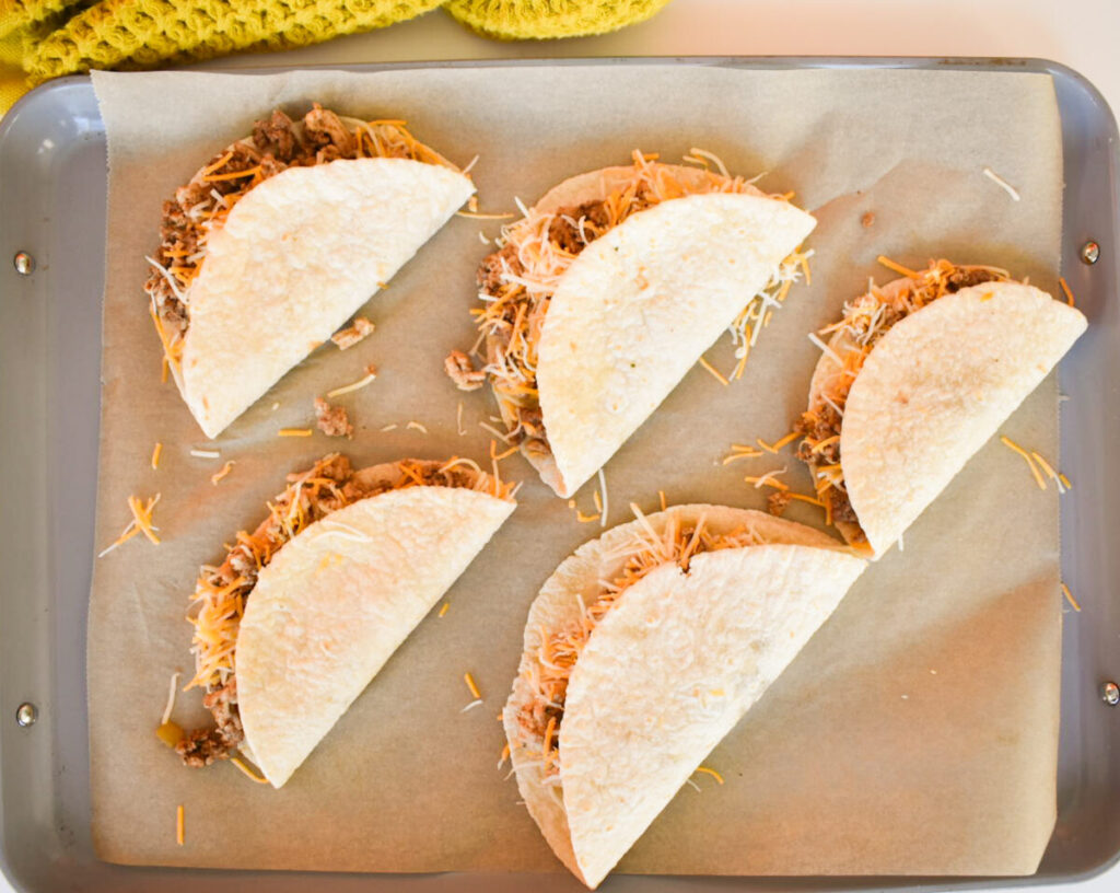 Prepared sheet pan taco ready to be baked