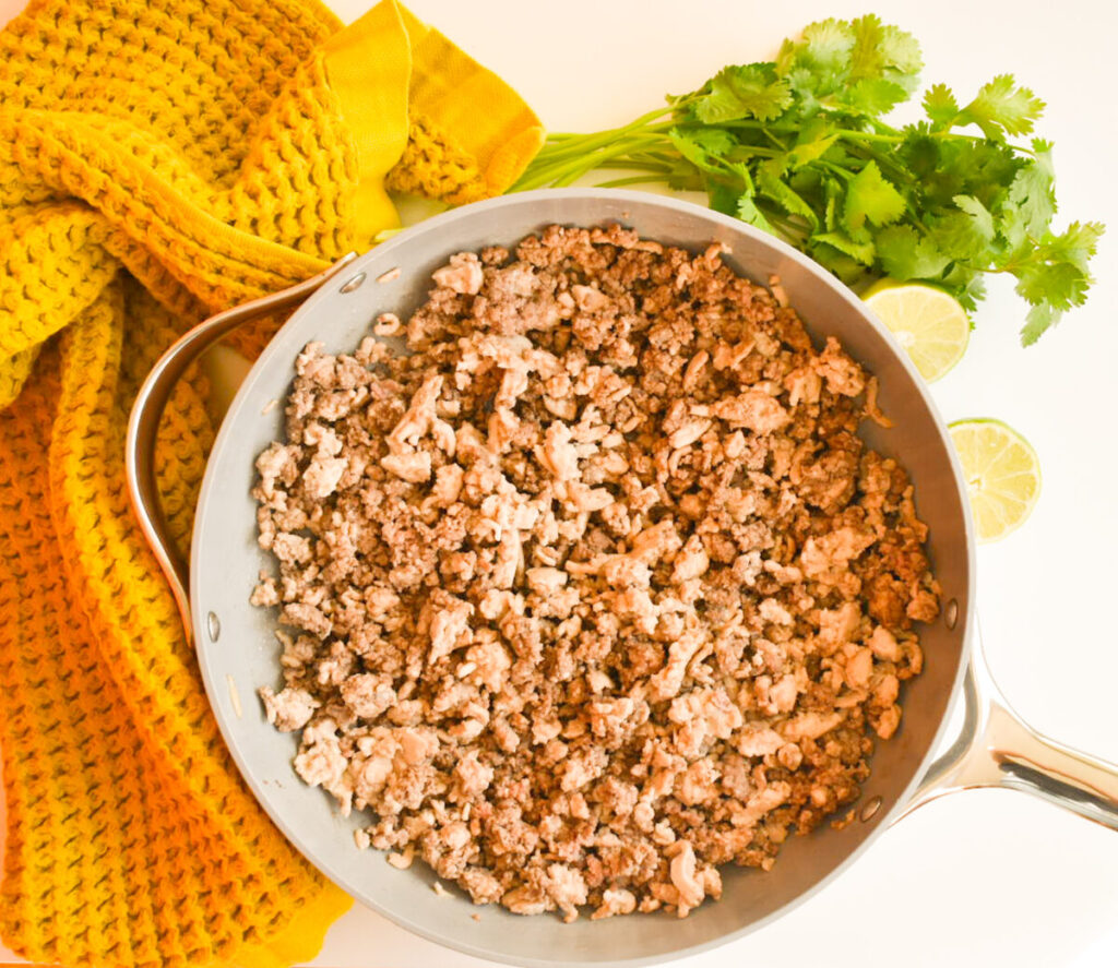 Browned turkey and beef for baked tacos