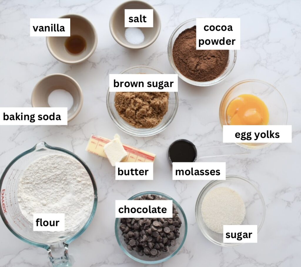 ingredients in chocolate molasses cookies
