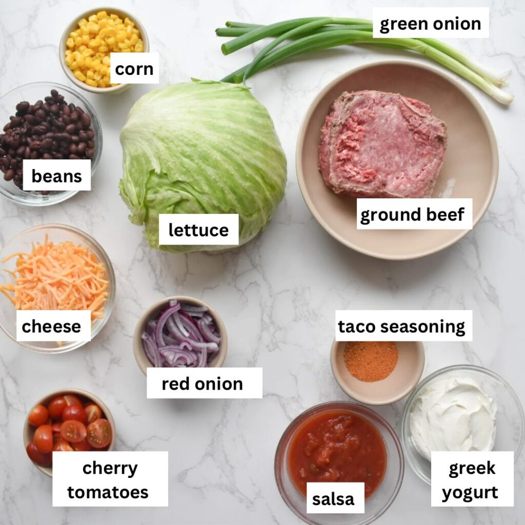 Ingredients in taco night taco salad