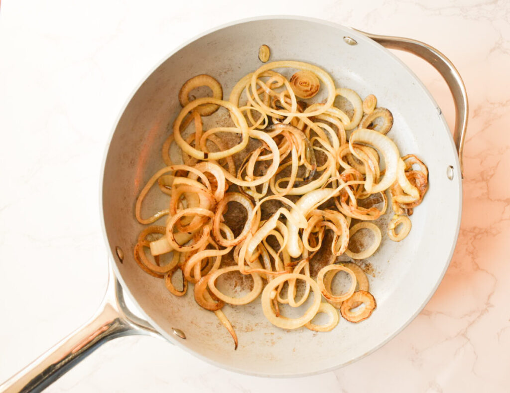 caramelized onions in a pan