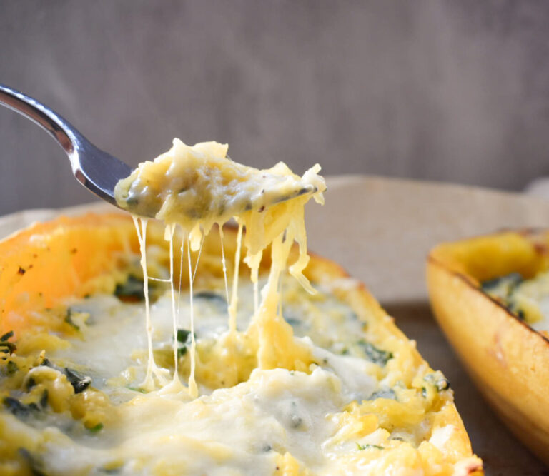 Spaghetti squash with cheesy sauce