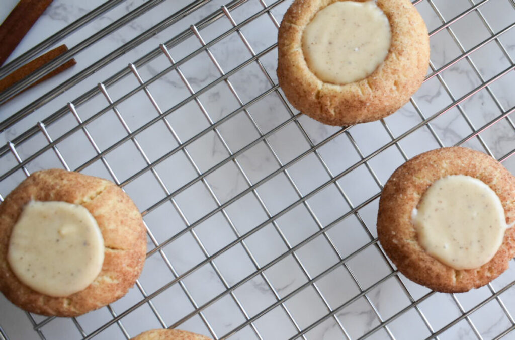 Eggnog Snickerdoodle Cookies with Creamy Ganache