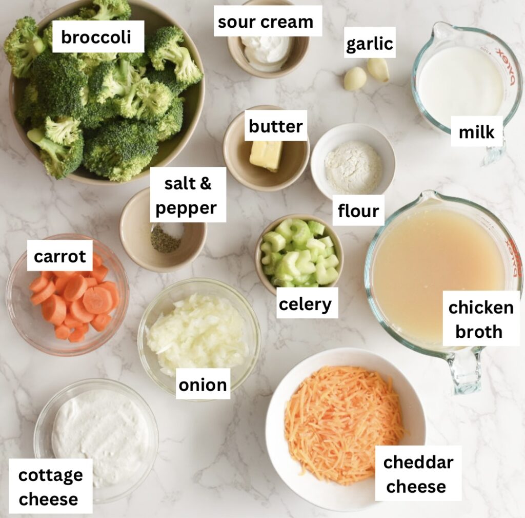 ingredients in high protein broccoli cheese soup