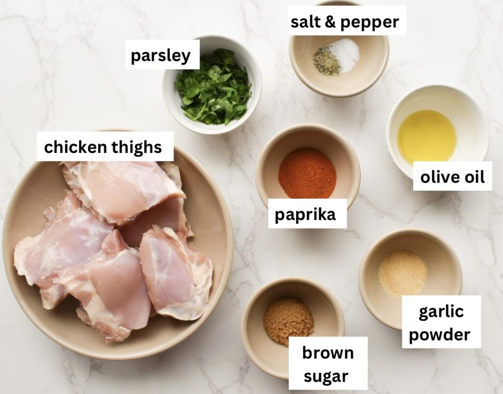 Ingredients in easy baked chicken thighs