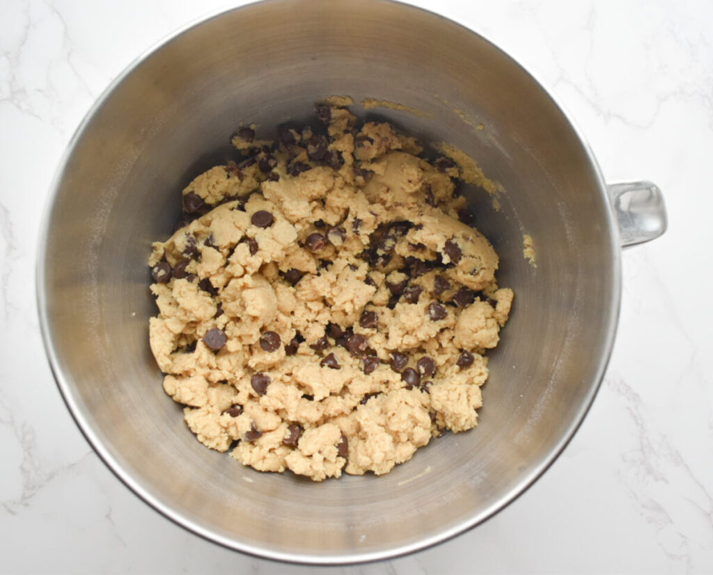 fold chocolate chips into cookie dough