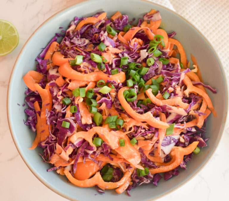 crunchy and tangy purple cabbage slaw