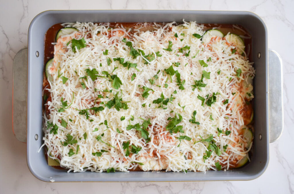 vegetable lasagna ready to be baked