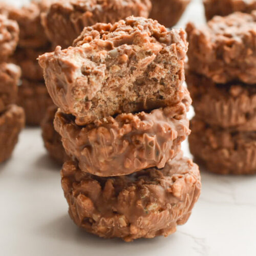 crunchy treats made with peanut butter, chocolate, and crispy cereal