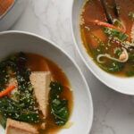 Vegan Miso soup with udon noodles