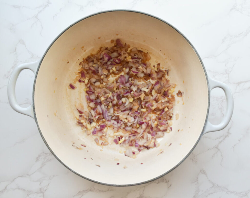 sautéing onions and garlic for chili