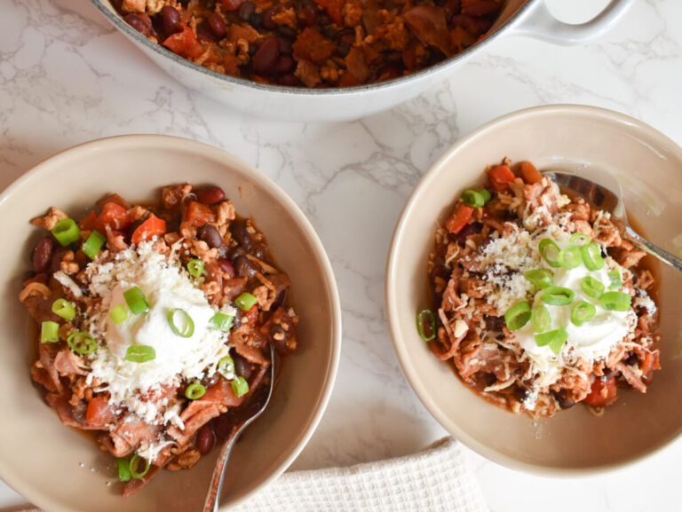 turkey chili made with turkey bacon