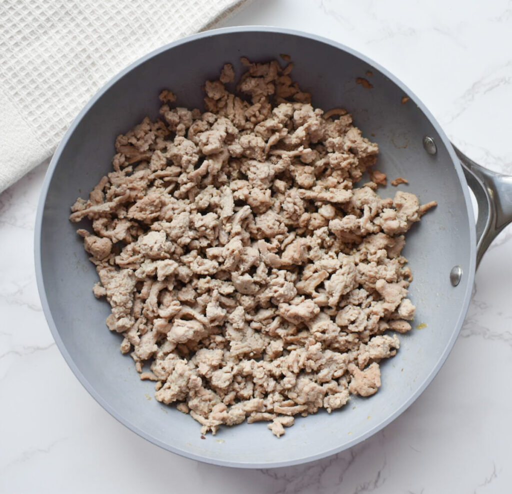 browned ground turkey for burger bowls